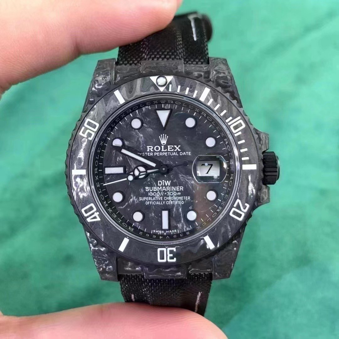 Submariner 40mm DIW VSF 1:1 Best Edition Forged Carbon Yellow Element on Nylon Strap VS3135