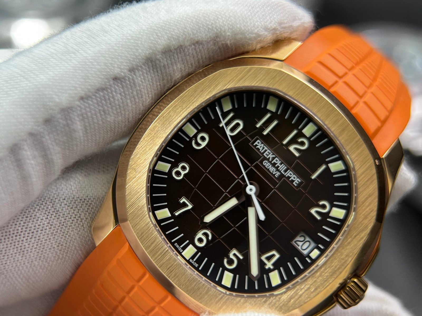 Aquanaut 5167R SS 3KF Best Edition Gray Dial on Orange Rubber Strap A324 Super Clone V2 - Image 5