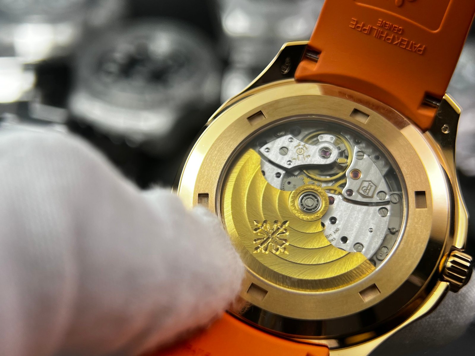 Aquanaut 5167R SS 3KF Best Edition Gray Dial on Orange Rubber Strap A324 Super Clone V2 - Image 9