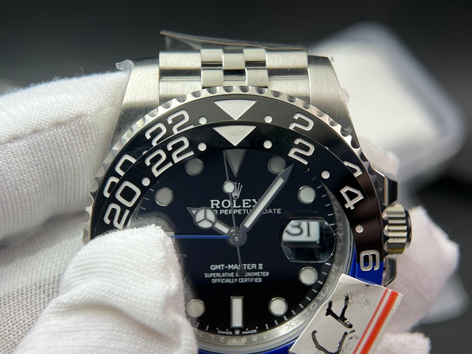 GMT-Master II 126710 BLNR Upgrade close Genuine Black/Blue Ceramic bezel 904L Steel Clean Factory Best Edition on Oyster and Jubilee Bracelet DD3285 V3 version