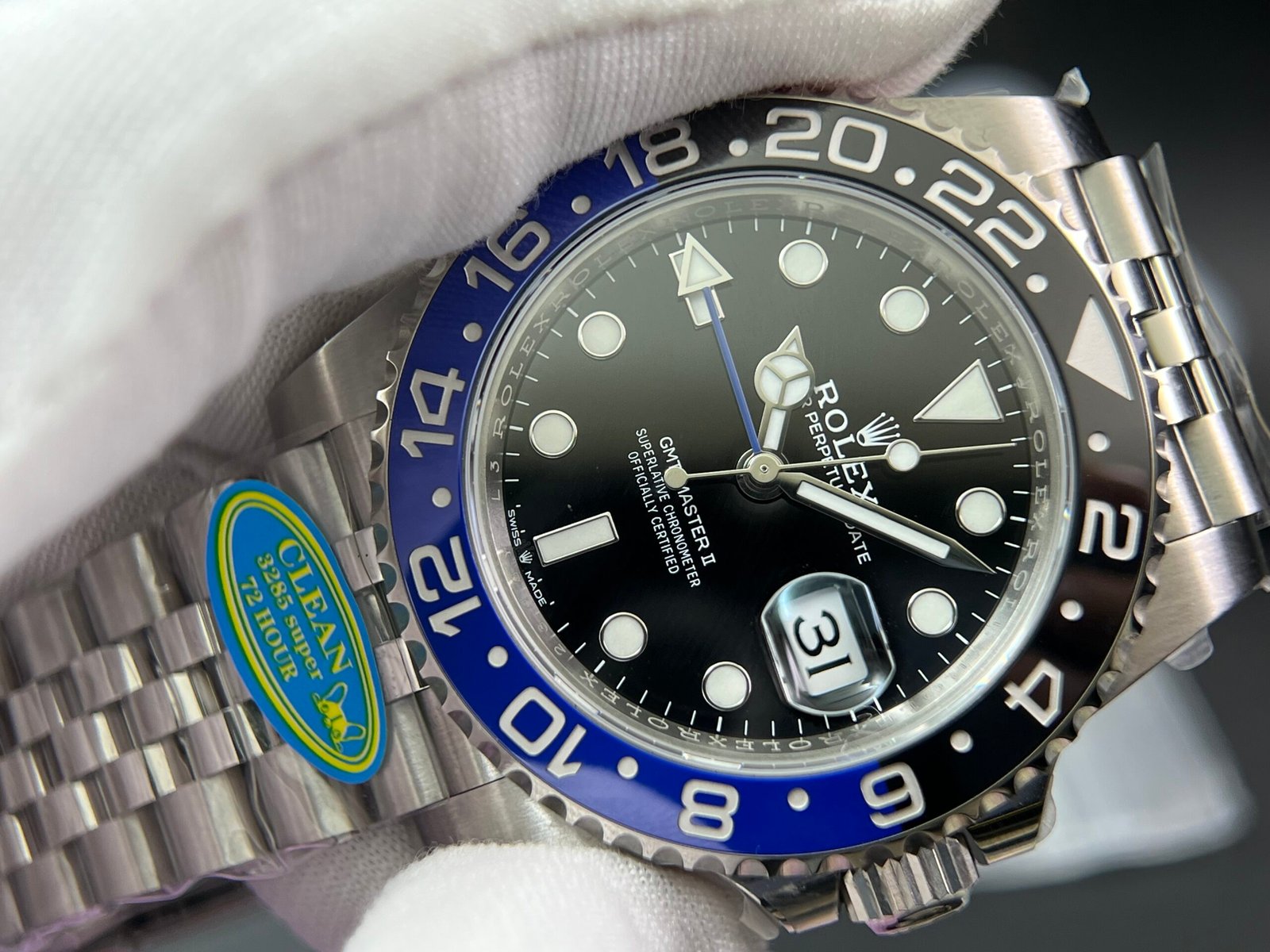 GMT-Master II 126710 BLNR Upgrade close Genuine Black/Blue Ceramic bezel 904L Steel Clean Factory Best Edition on Oyster and Jubilee Bracelet DD3285 V3 version - Image 7