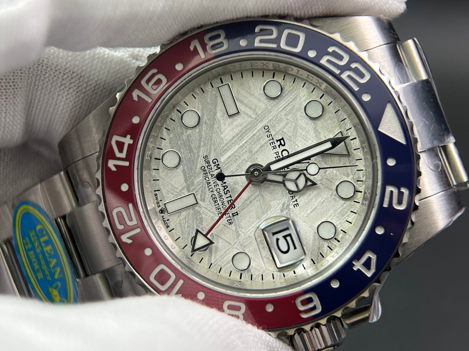 GMT-Master II 126719 BLRO Meteorite dial Upgrade Close Genuine Red/Blue Ceramic 904L Steel (Based on Clean factory 3285 V3) - Image 5