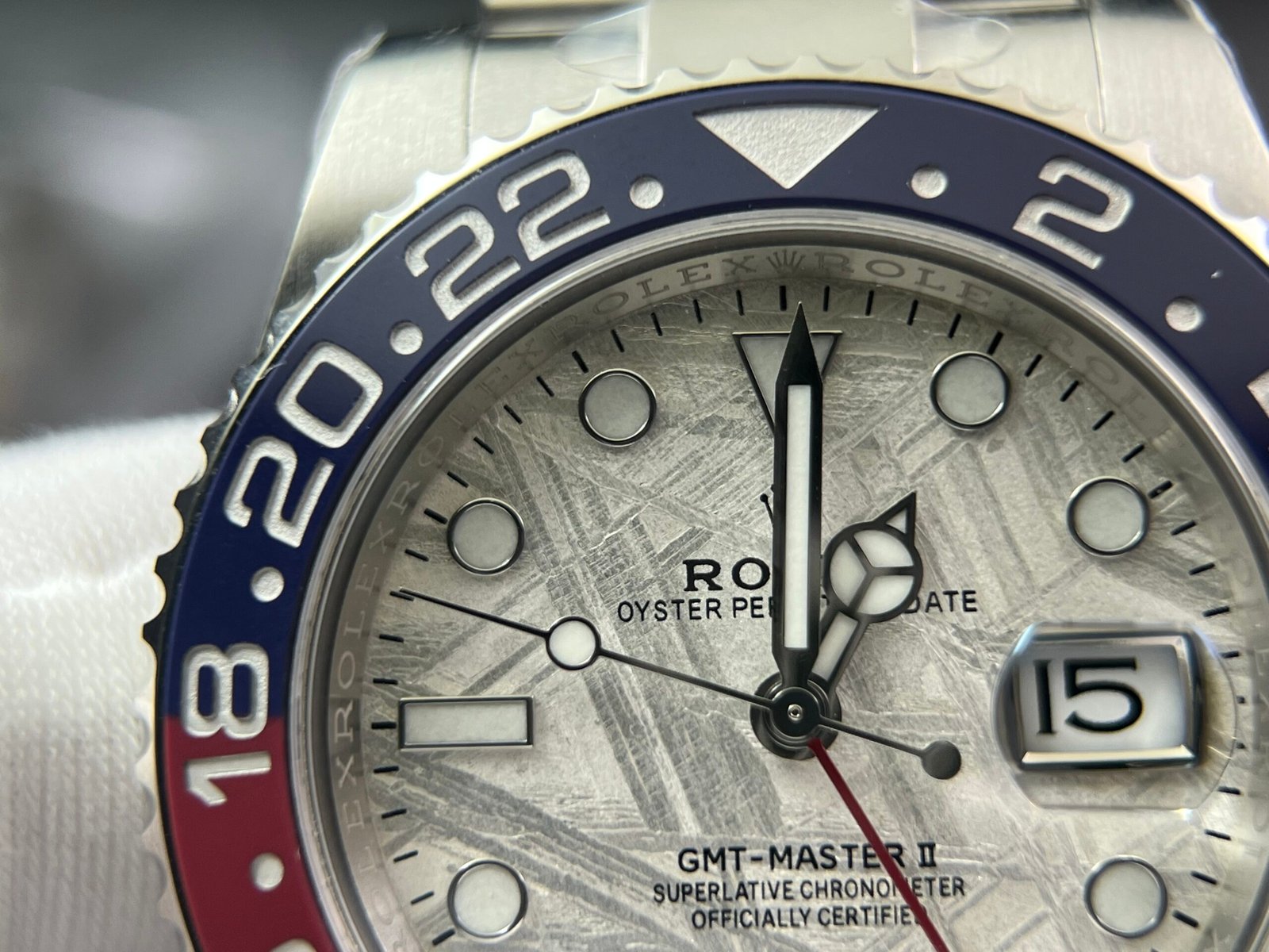 GMT-Master II 126719 BLRO Meteorite dial Upgrade Close Genuine Red/Blue Ceramic 904L Steel (Based on Clean factory 3285 V3) - Image 9