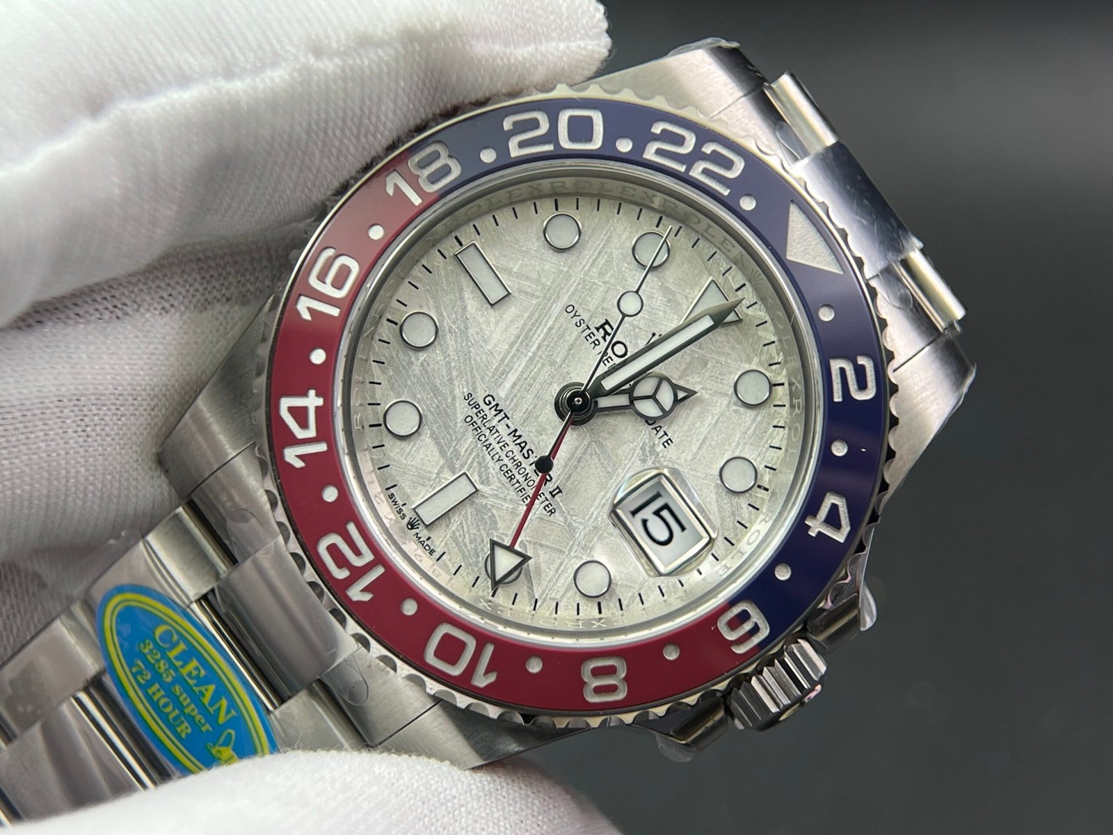 GMT-Master II 126719 BLRO Meteorite dial Upgrade Close Genuine Red/Blue Ceramic 904L Steel (Based on Clean factory 3285 V3) - Image 10