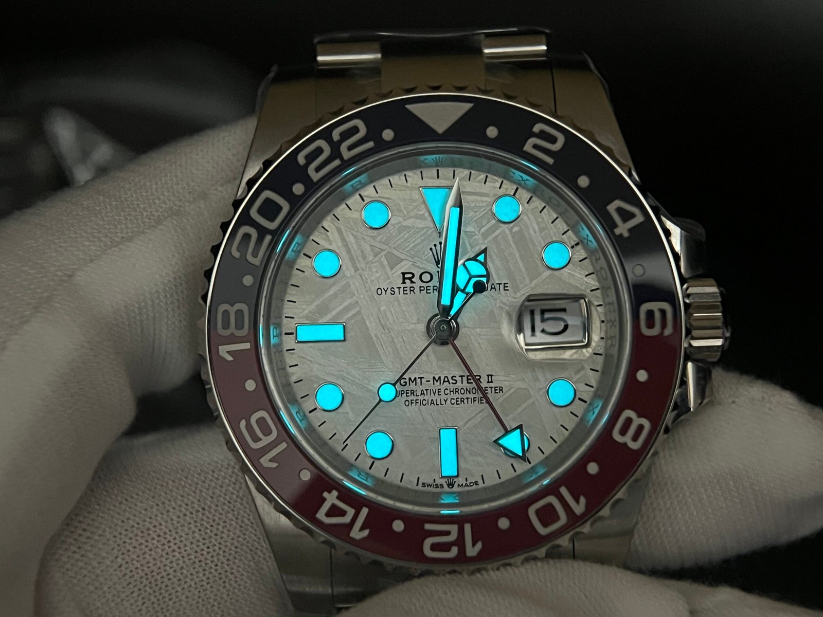 GMT-Master II 126719 BLRO Meteorite dial Upgrade Close Genuine Red/Blue Ceramic 904L Steel (Based on Clean factory 3285 V3) - Image 11