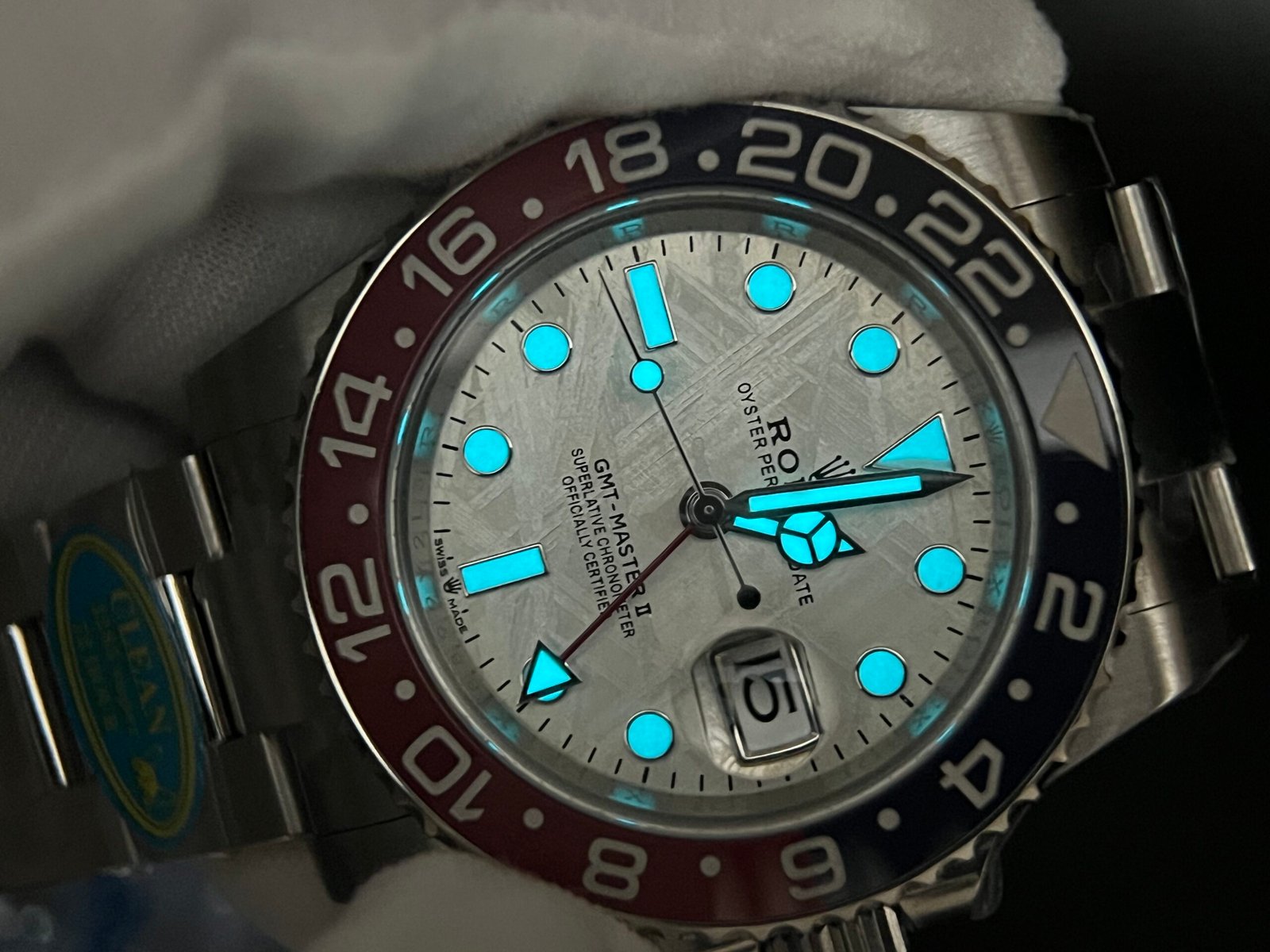 GMT-Master II 126719 BLRO Meteorite dial Upgrade Close Genuine Red/Blue Ceramic 904L Steel (Based on Clean factory 3285 V3) - Image 13