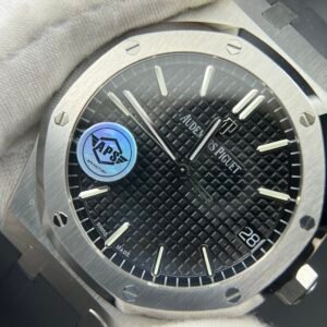 Royal Oak 41mm 15500 SS APSF 1:1 Best Edition Black Textured Dial on Rubber strap A4302 Super Clone
