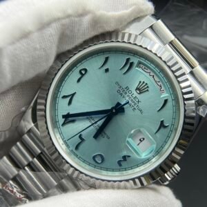 Day Date 40 SS 904L Steel QF 1:1 Best Edition Blue Dial with Arabic Markers on SS Bracelet (Tungsten Heavy Version)