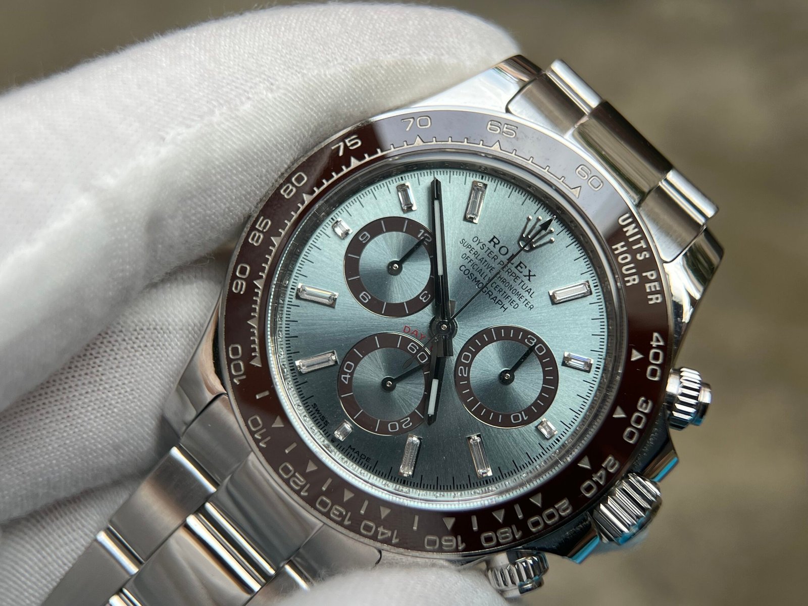 2023 Daytona 126506 Ice Blue Crystal Dial Tungsten shell Case Wrap real platinum 227 grams