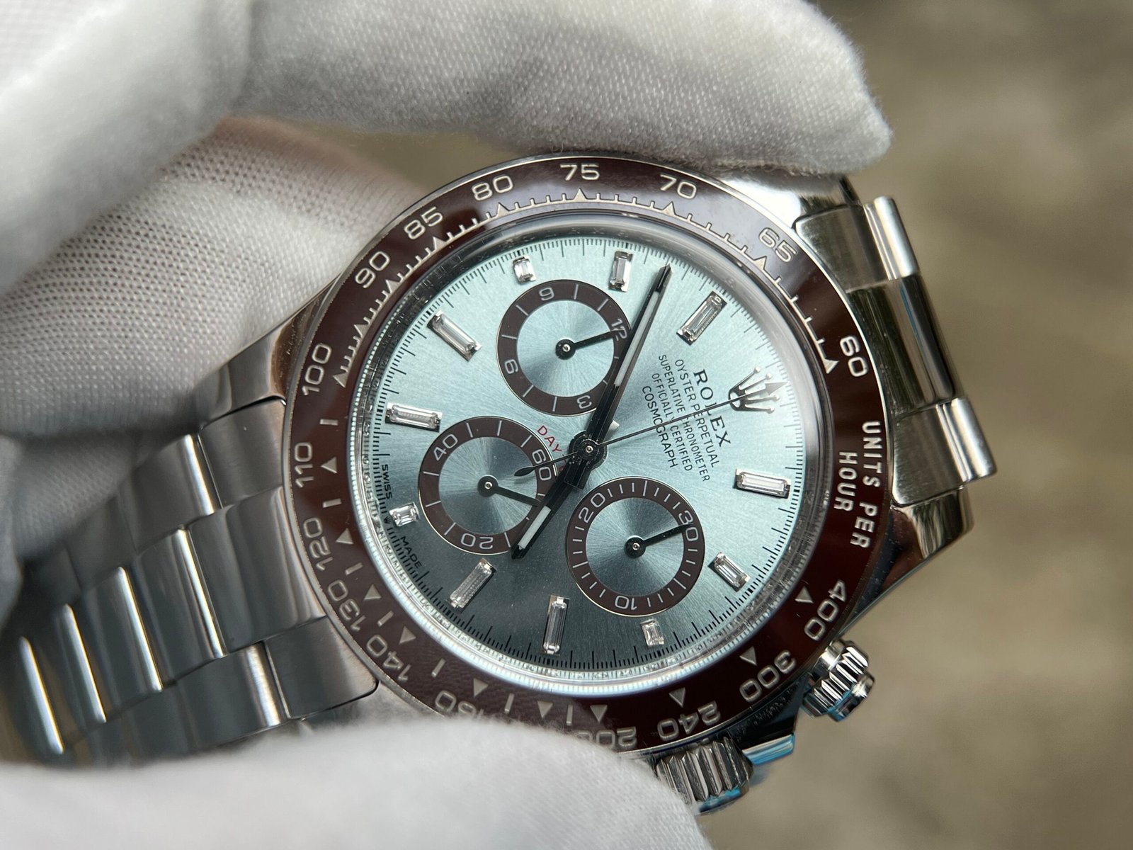 2023 Daytona 126506 Ice Blue Crystal Dial Tungsten shell Case Wrap real platinum 227 grams - Image 7