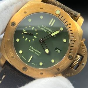 PAM382 N Bronzo VSF 1:1 Best Edition on Green dial on Brown Distressed Calfskin Strap P.9000