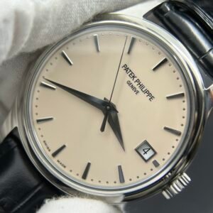 Calatrava 5227 SS 3KF 1:1 Best Edition White Dial on Brown Leather Strap A324 Super Clone V2
